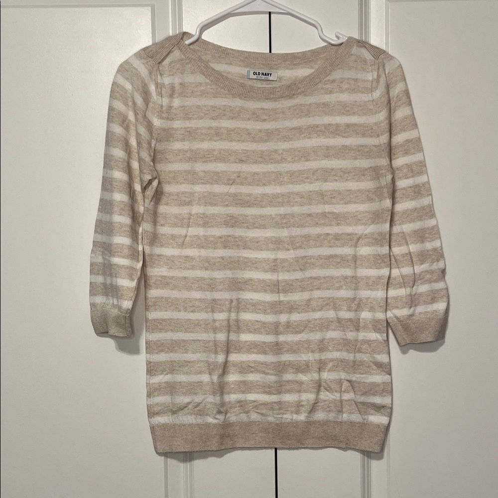 Old Navy Neutral Stripe Boatneck Sweater